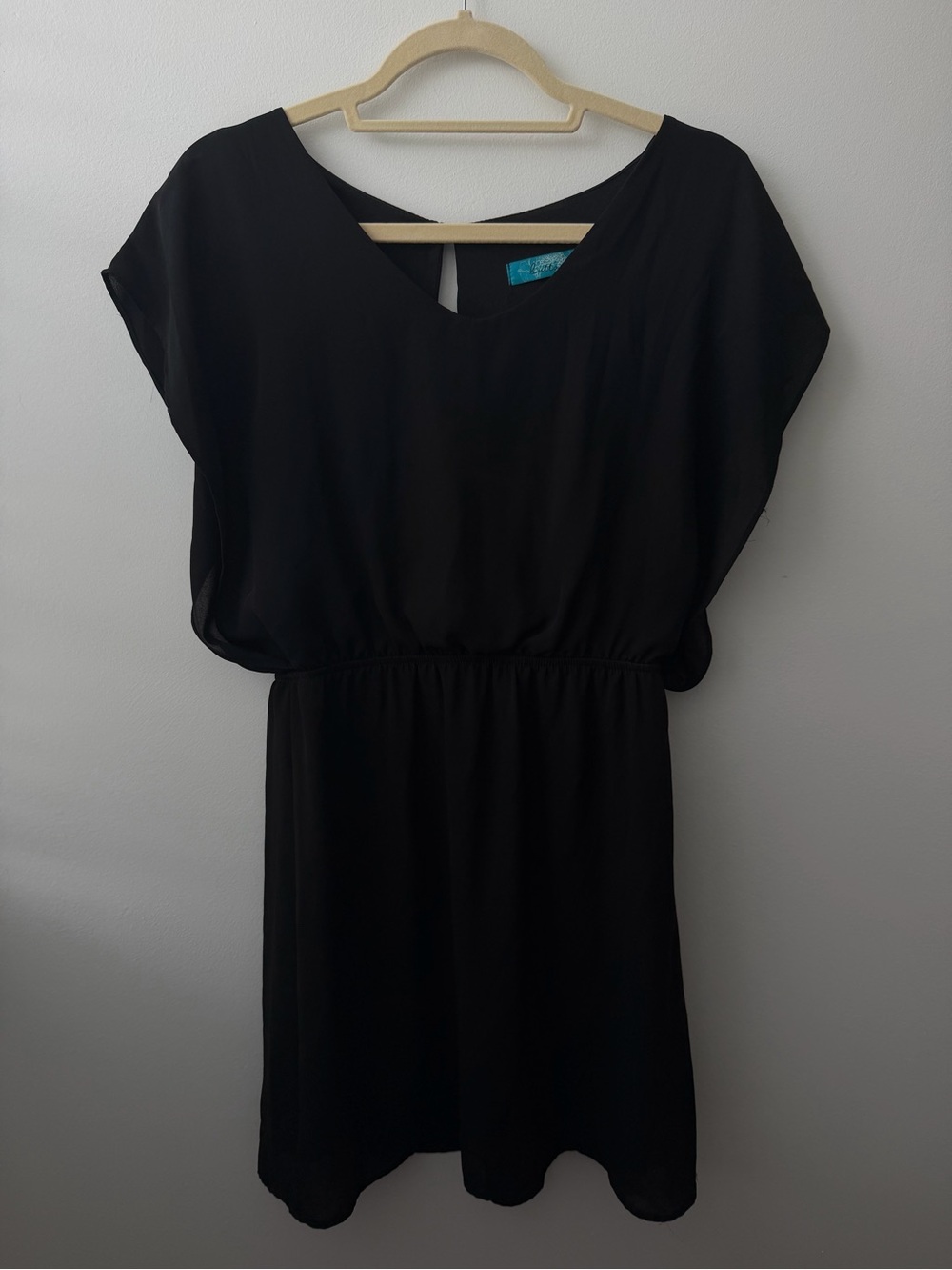 Classic Black Short Sleeve Dress with Open Back